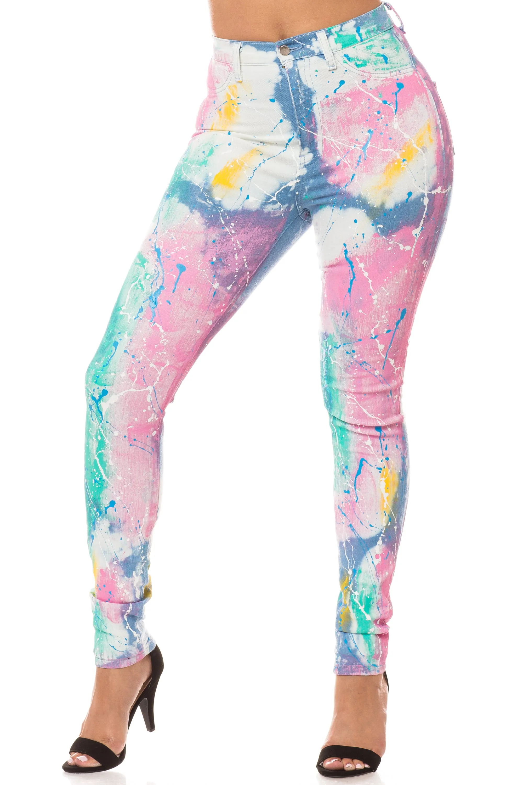 4229 Women's  Super High Waisted Tie Dye Painted Skinny Jeans