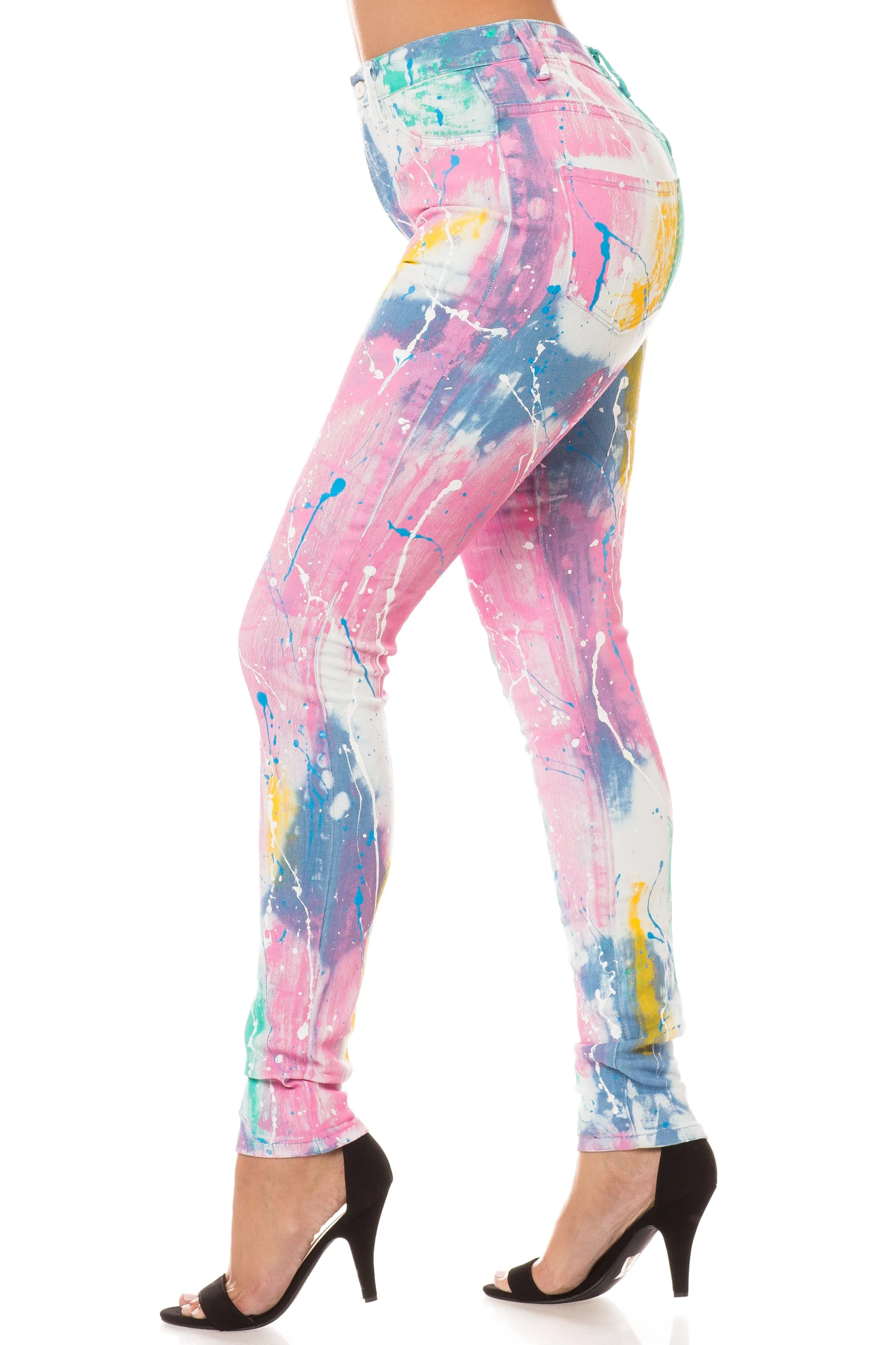 4229 Women's  Super High Waisted Tie Dye Painted Skinny Jeans