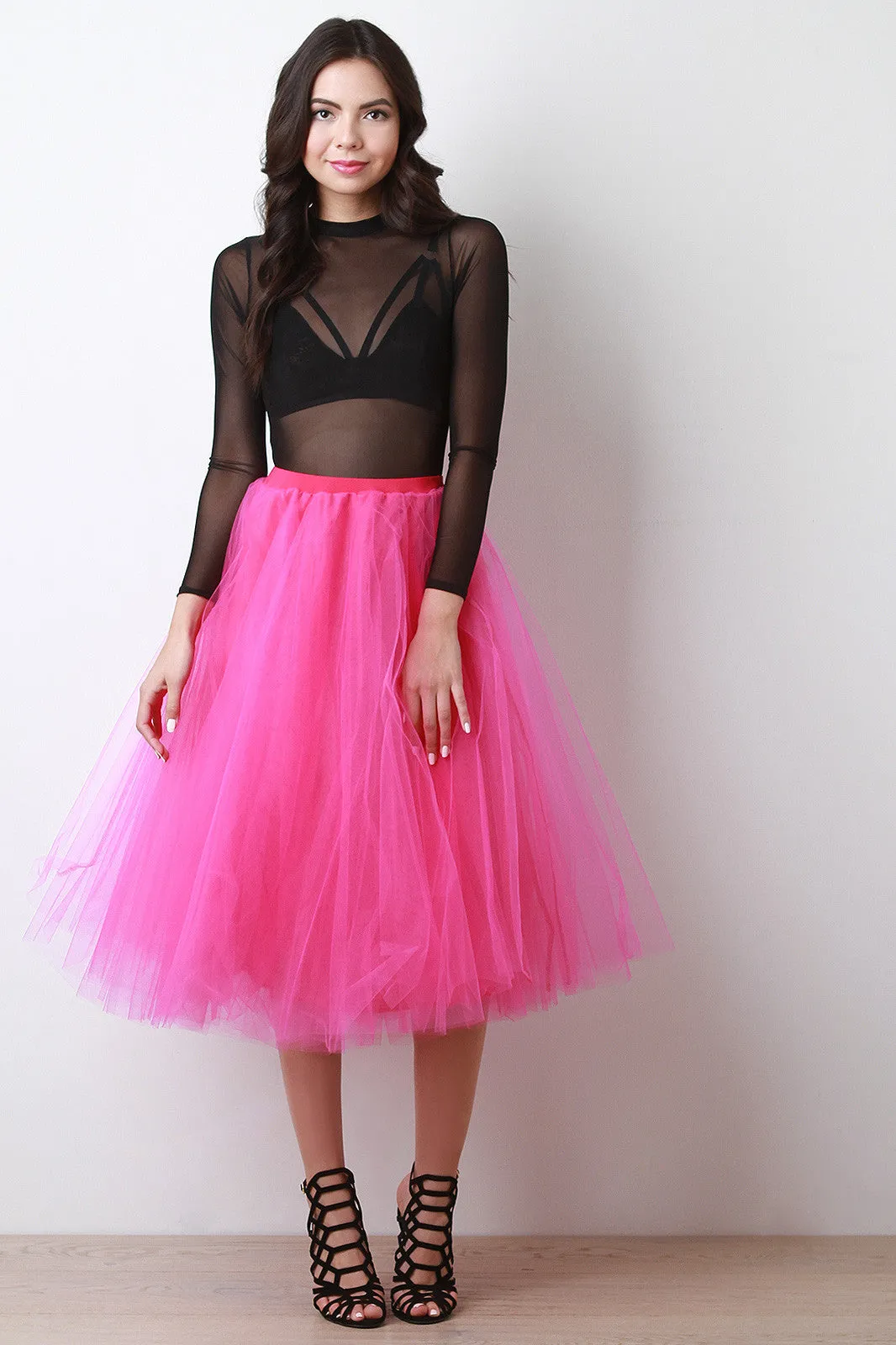 A-Line Soft Tulle Pleated Skirt