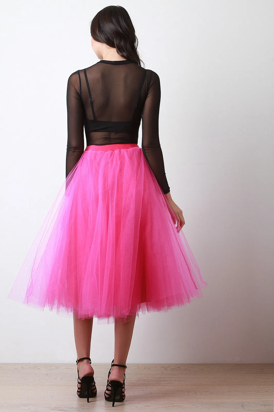 A-Line Soft Tulle Pleated Skirt