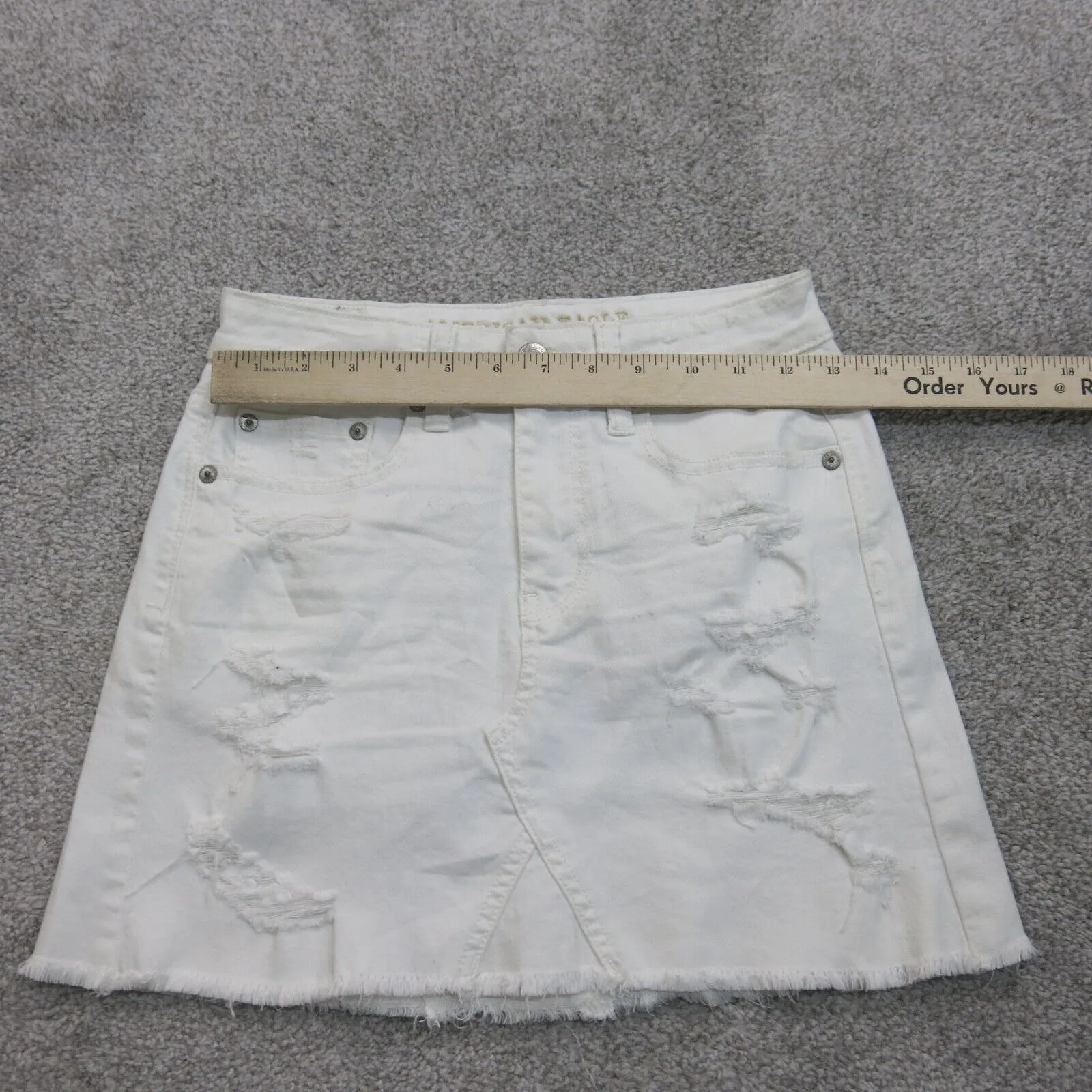 American Eagle Outfitters Womens Denim Skirts Stretch Distressed White Size 0