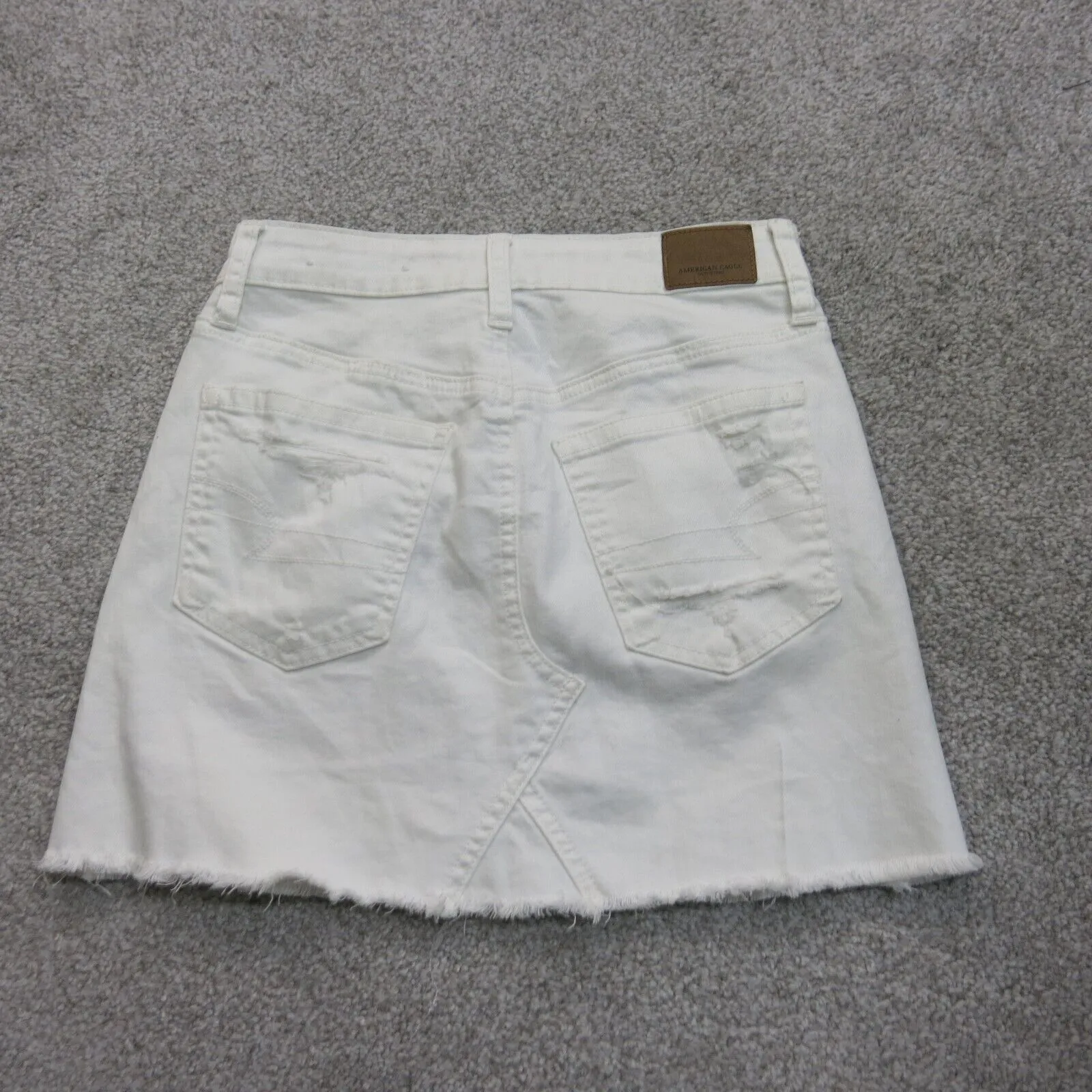 American Eagle Outfitters Womens Denim Skirts Stretch Distressed White Size 0