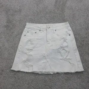 American Eagle Outfitters Womens Denim Skirts Stretch Distressed White Size 0