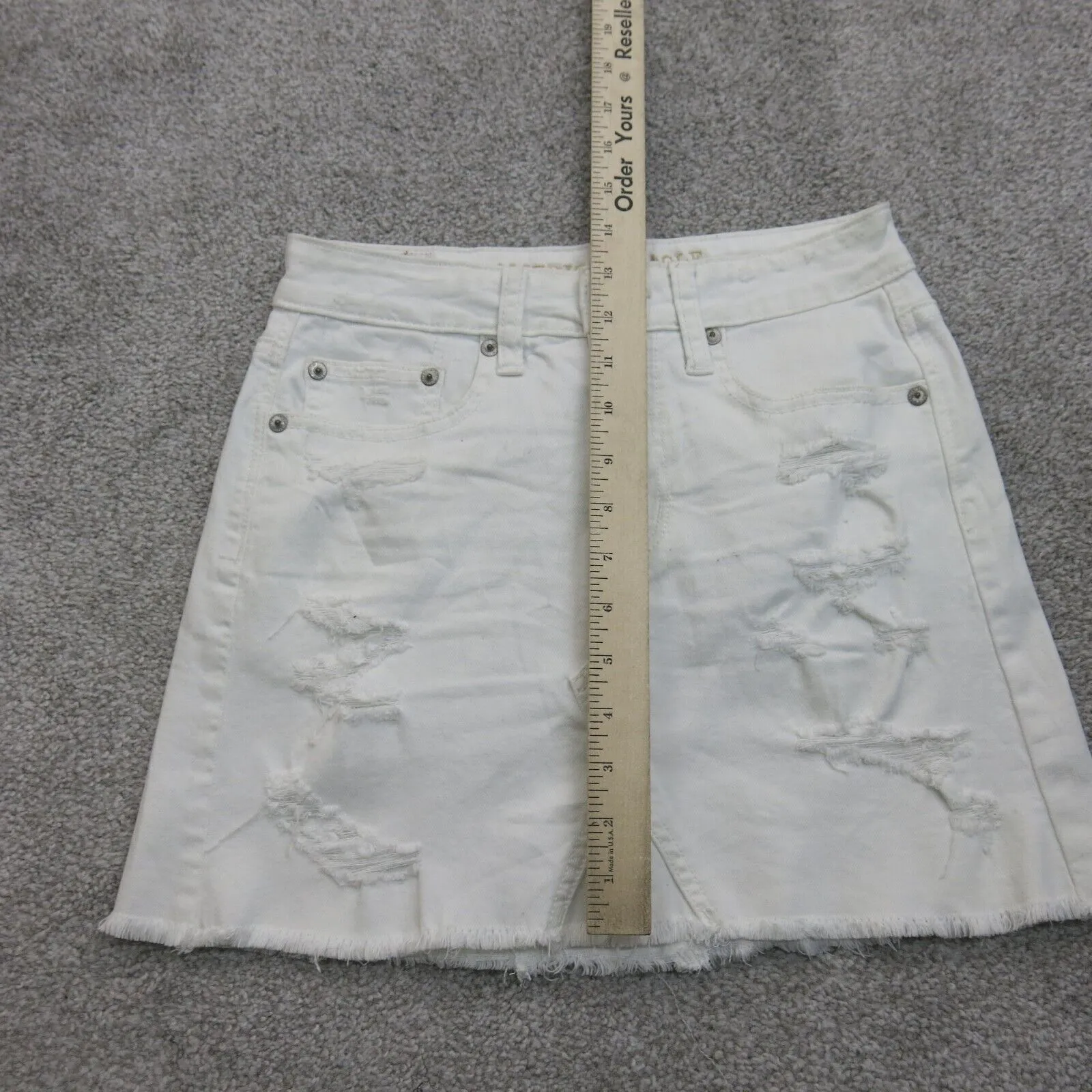 American Eagle Outfitters Womens Denim Skirts Stretch Distressed White Size 0