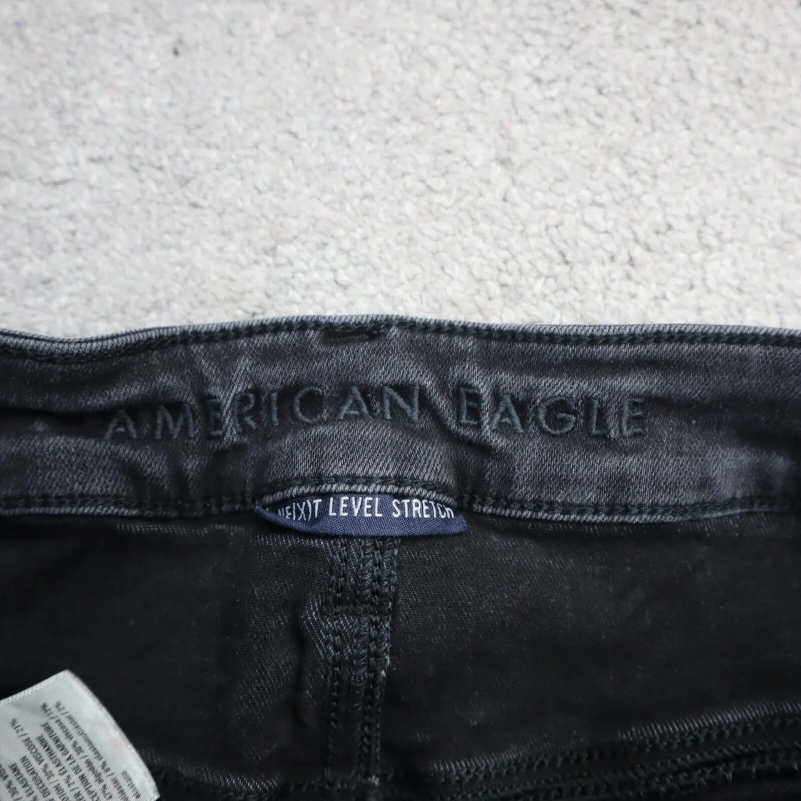 American Eagle Women Jeans Skinny Leg Stretch Denim Distressed Black Size 6