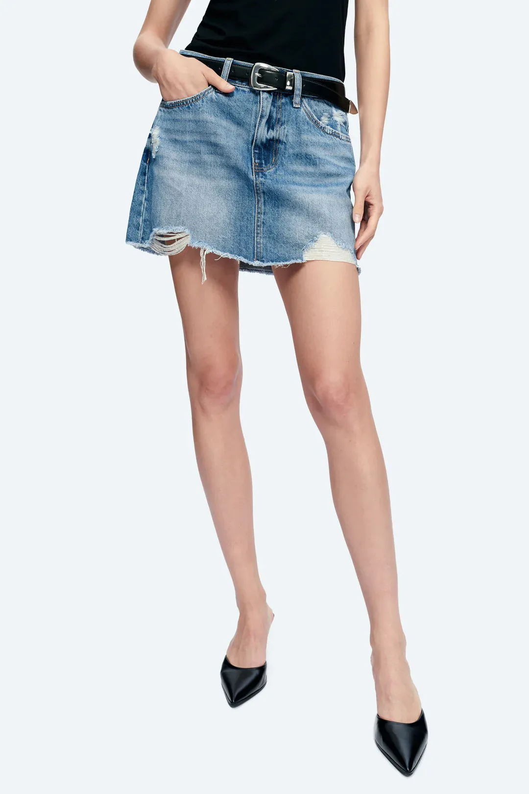 Anna Distressed Mini Skirt