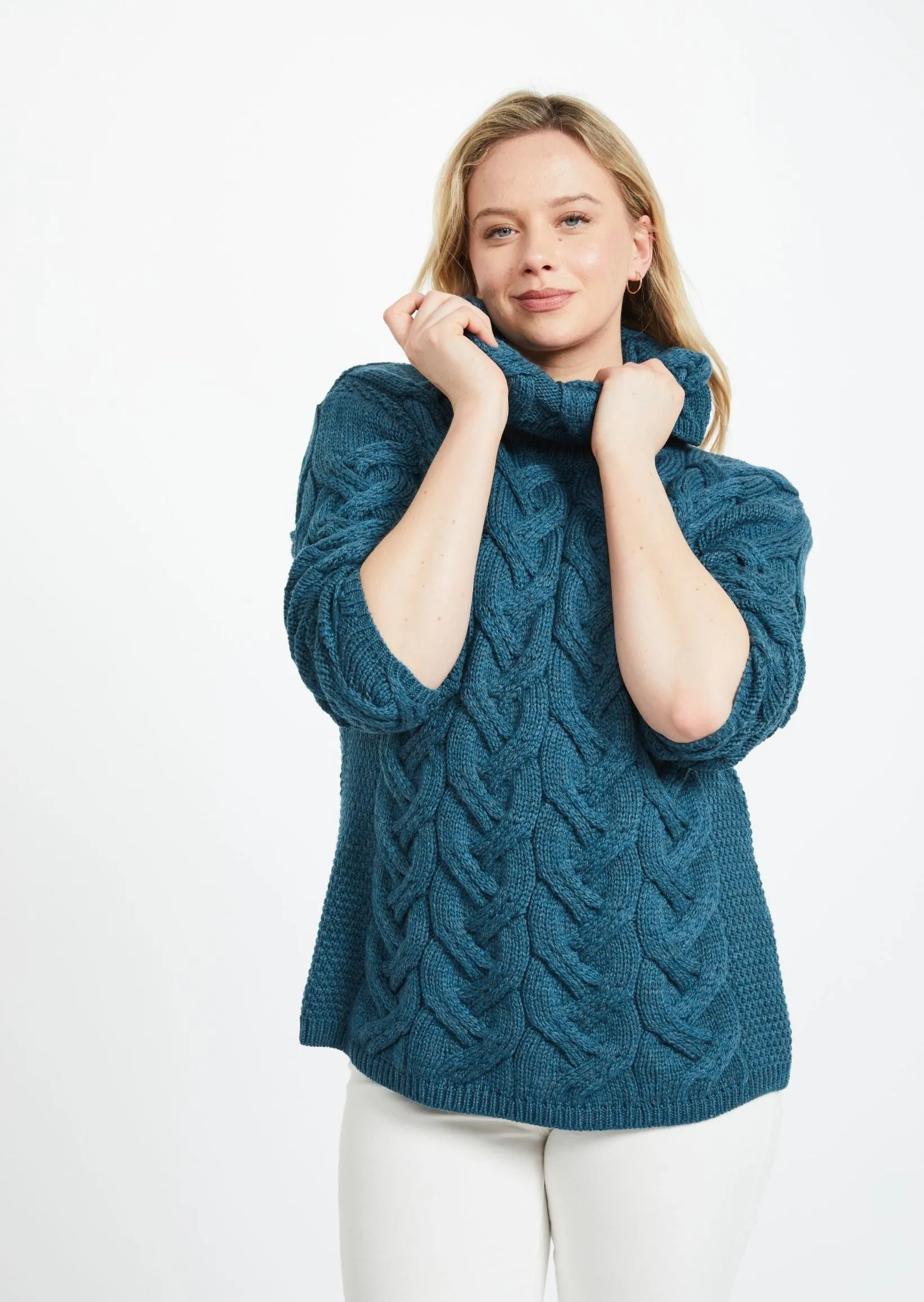 Aran Cowl Neck Chunky Sweater | Irish Sea