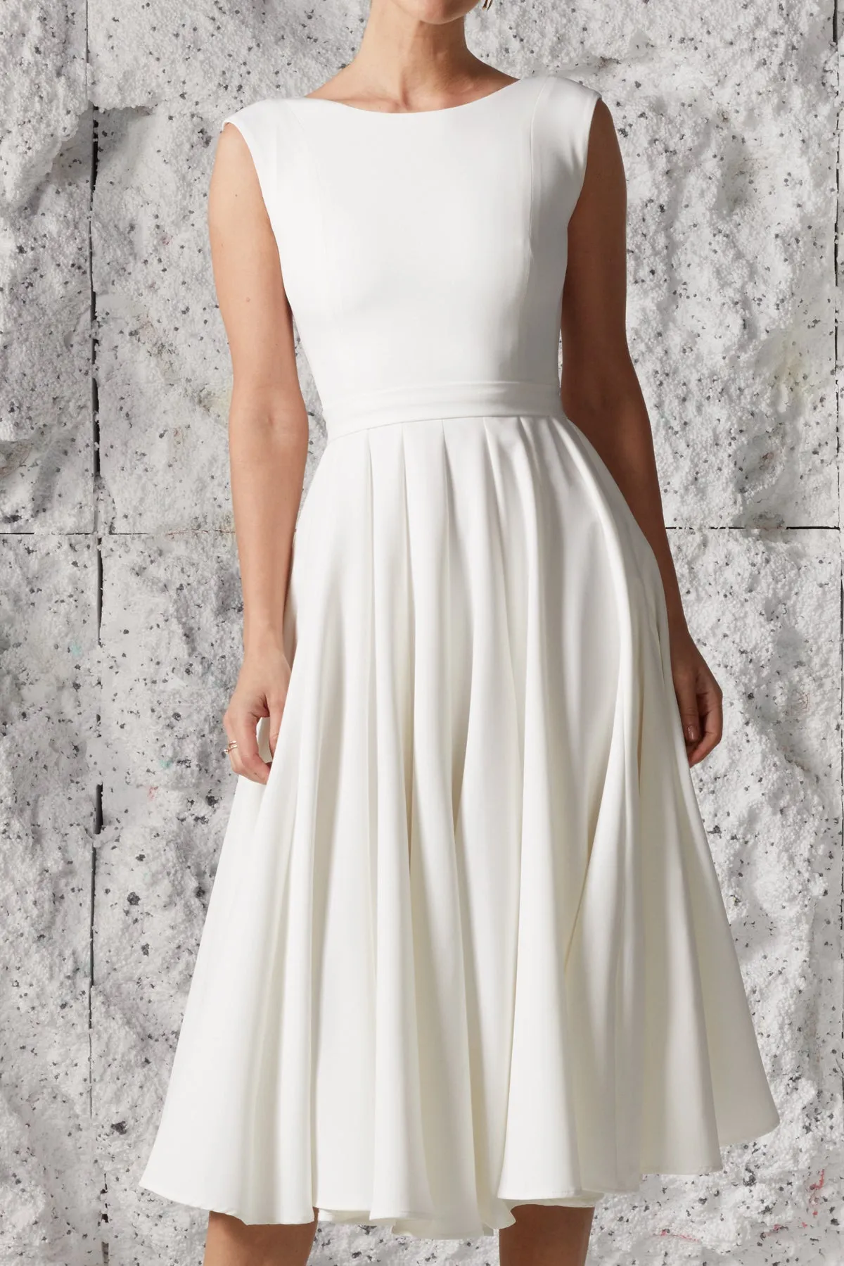 ARIOSE elegant pleated midi wedding dress