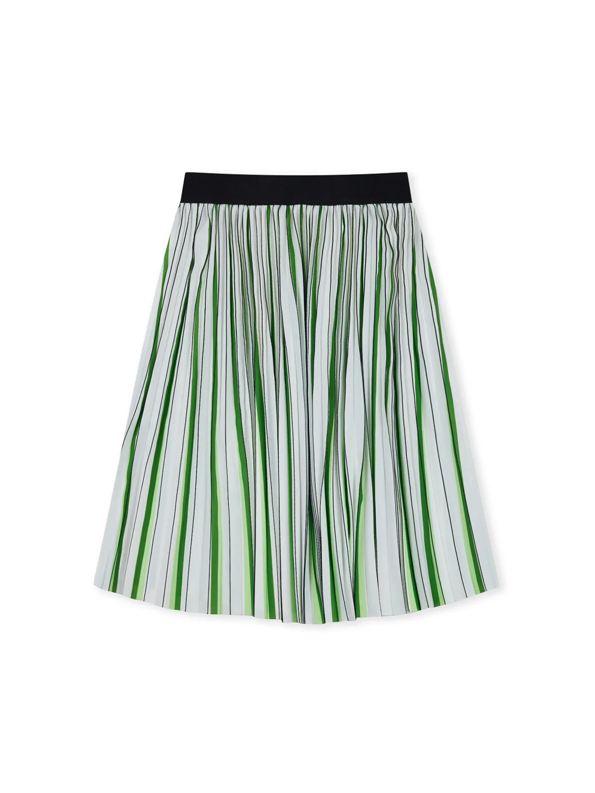 ASOBIO Pleated Striped Midi Skirt