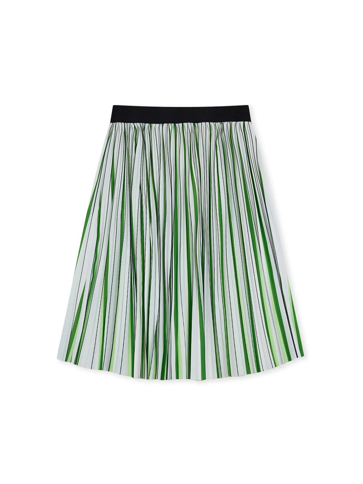 ASOBIO Pleated Striped Midi Skirt