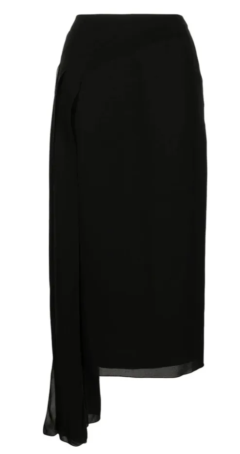 Asymmetric Silk Midi Skirt