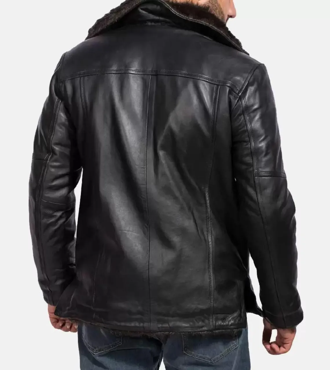 B3 Bomber Black Furrmax Men's Leather Coat