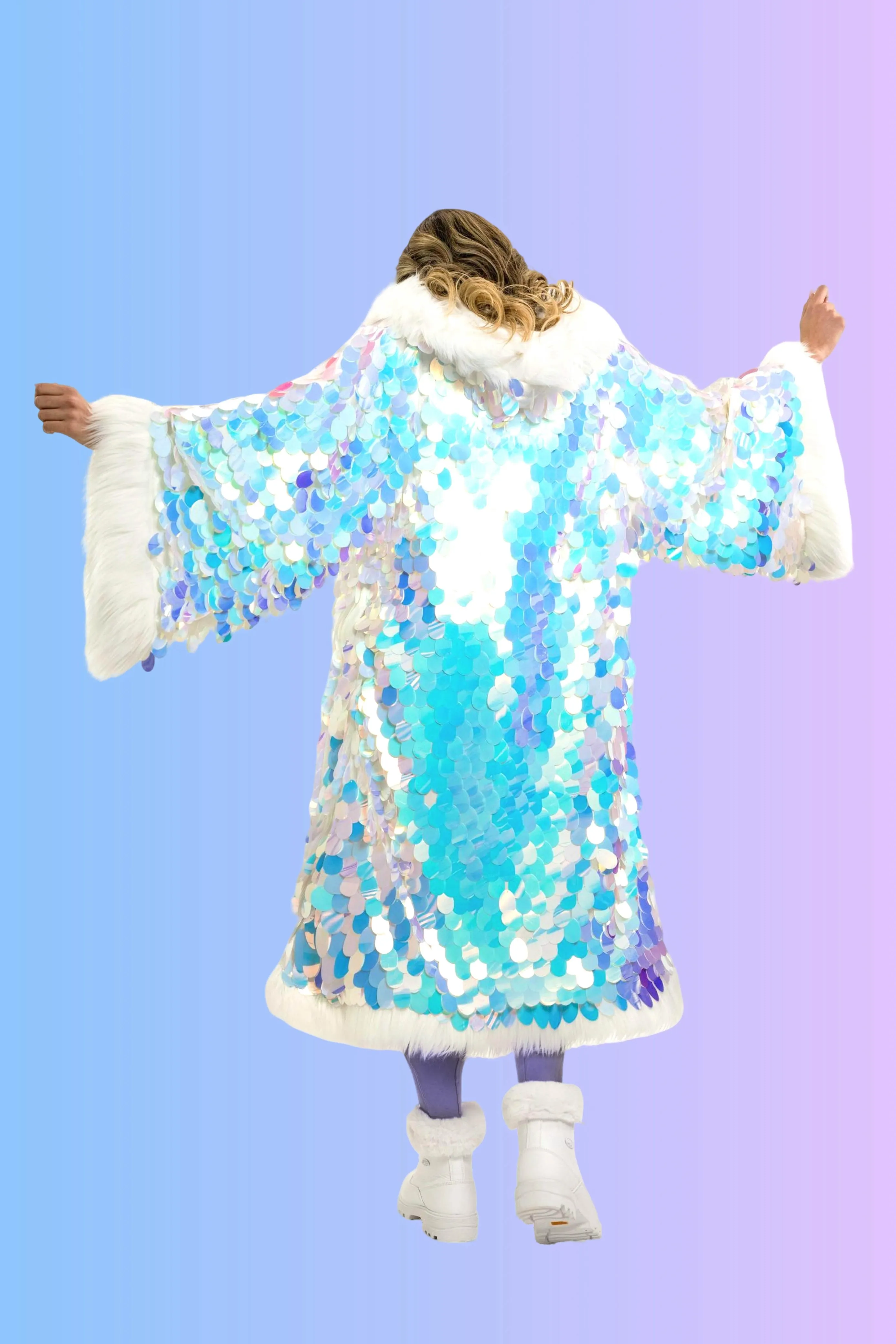 Big Bling Sequin Kimono in "White Iridescent"