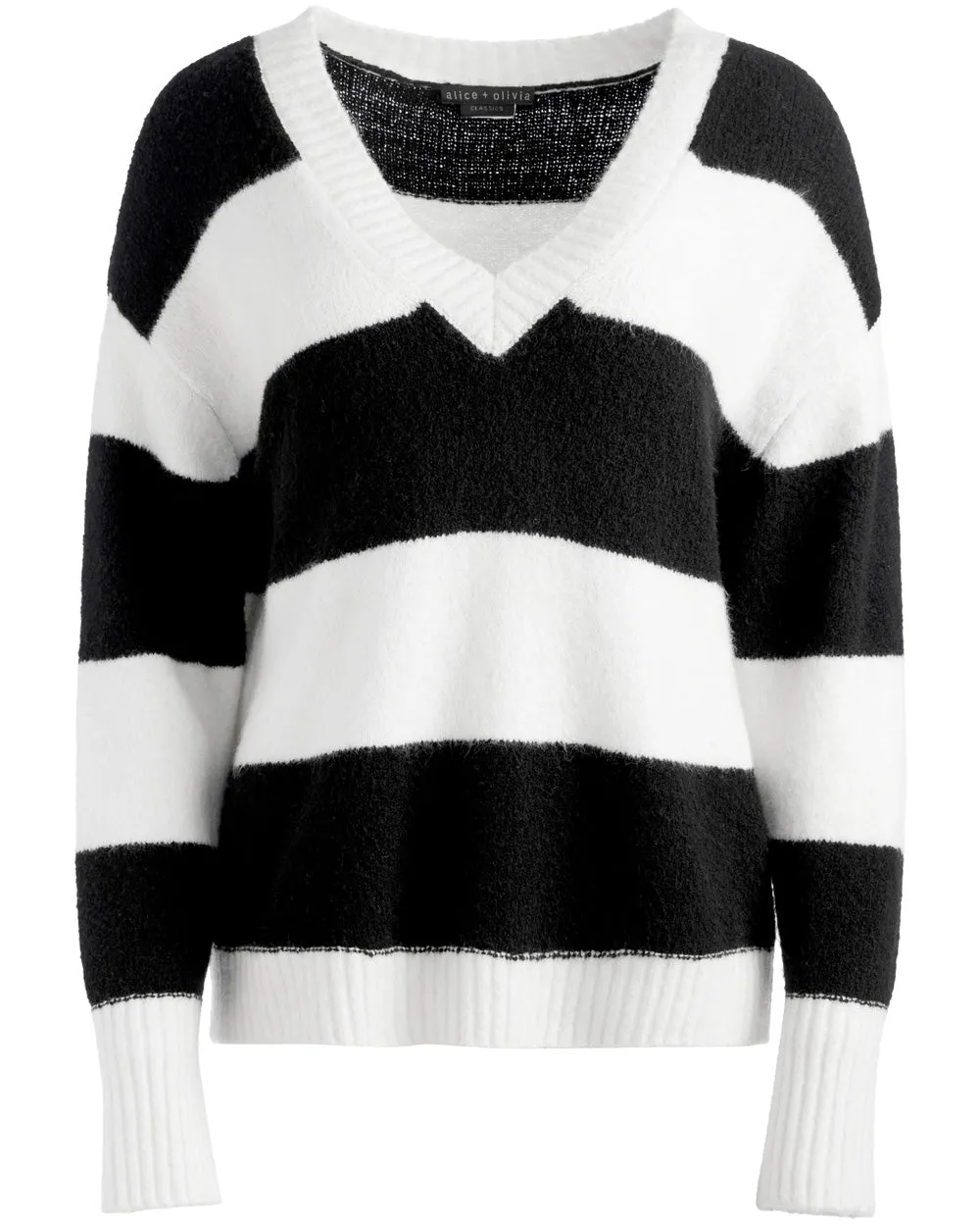 Black and Ecru Stripe Tiel Pullover