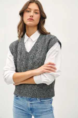 Blue Zone Planet |  Be Cool Cable Knit V-Neck Sweater Vest