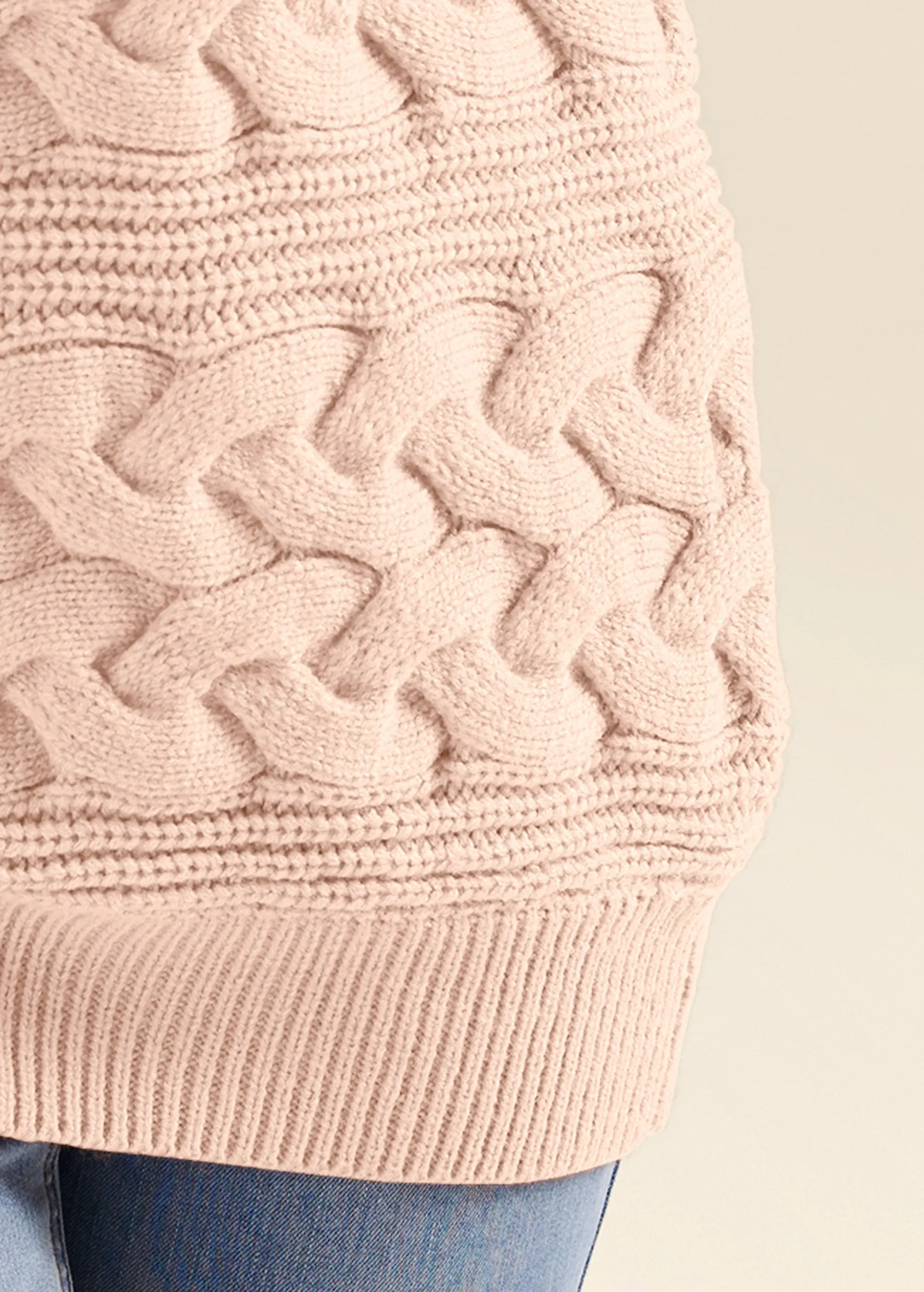 Boatneck Cable Knit Sweater - Peach