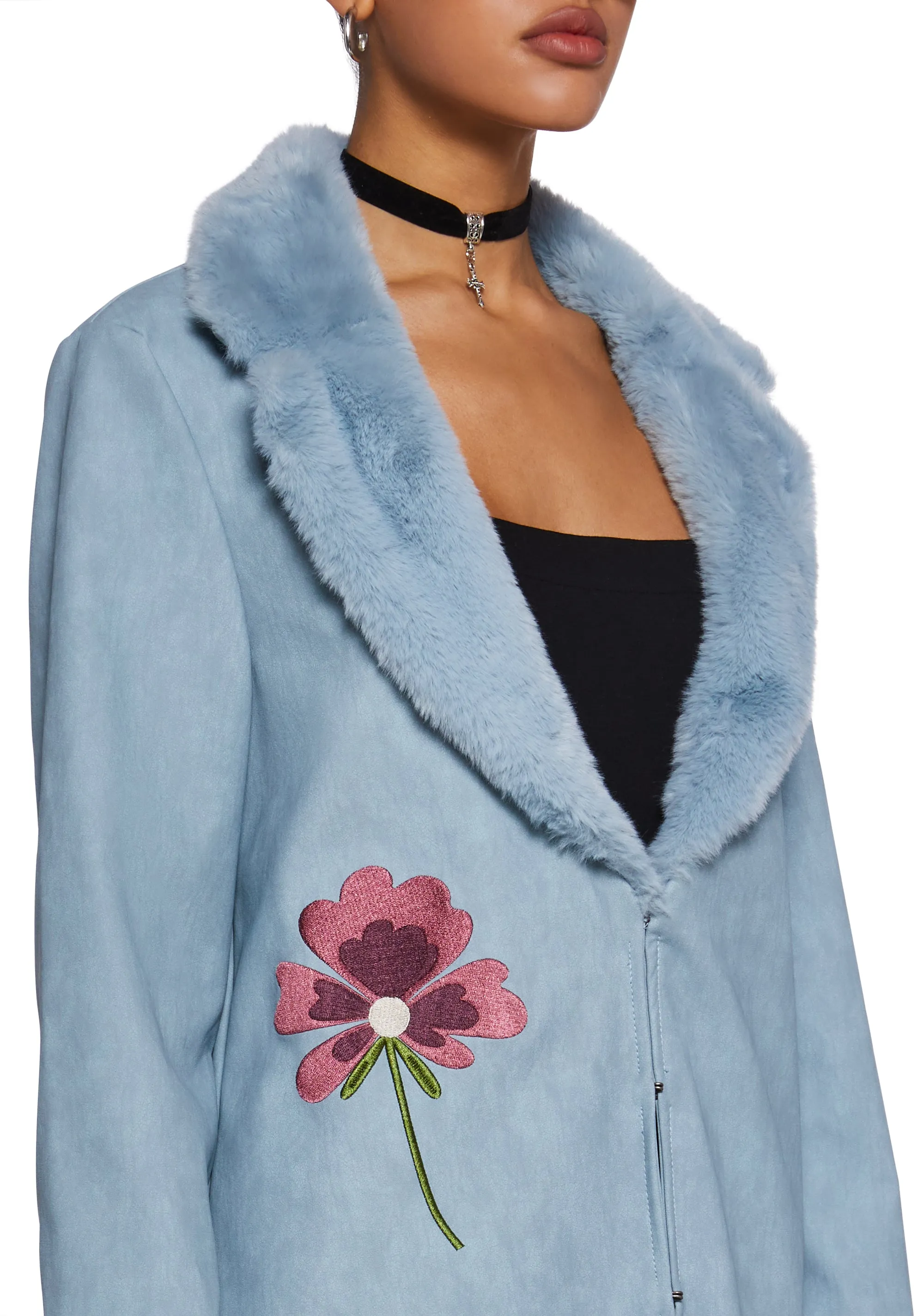 Bohemian Dreamscape Faux Suede Coat