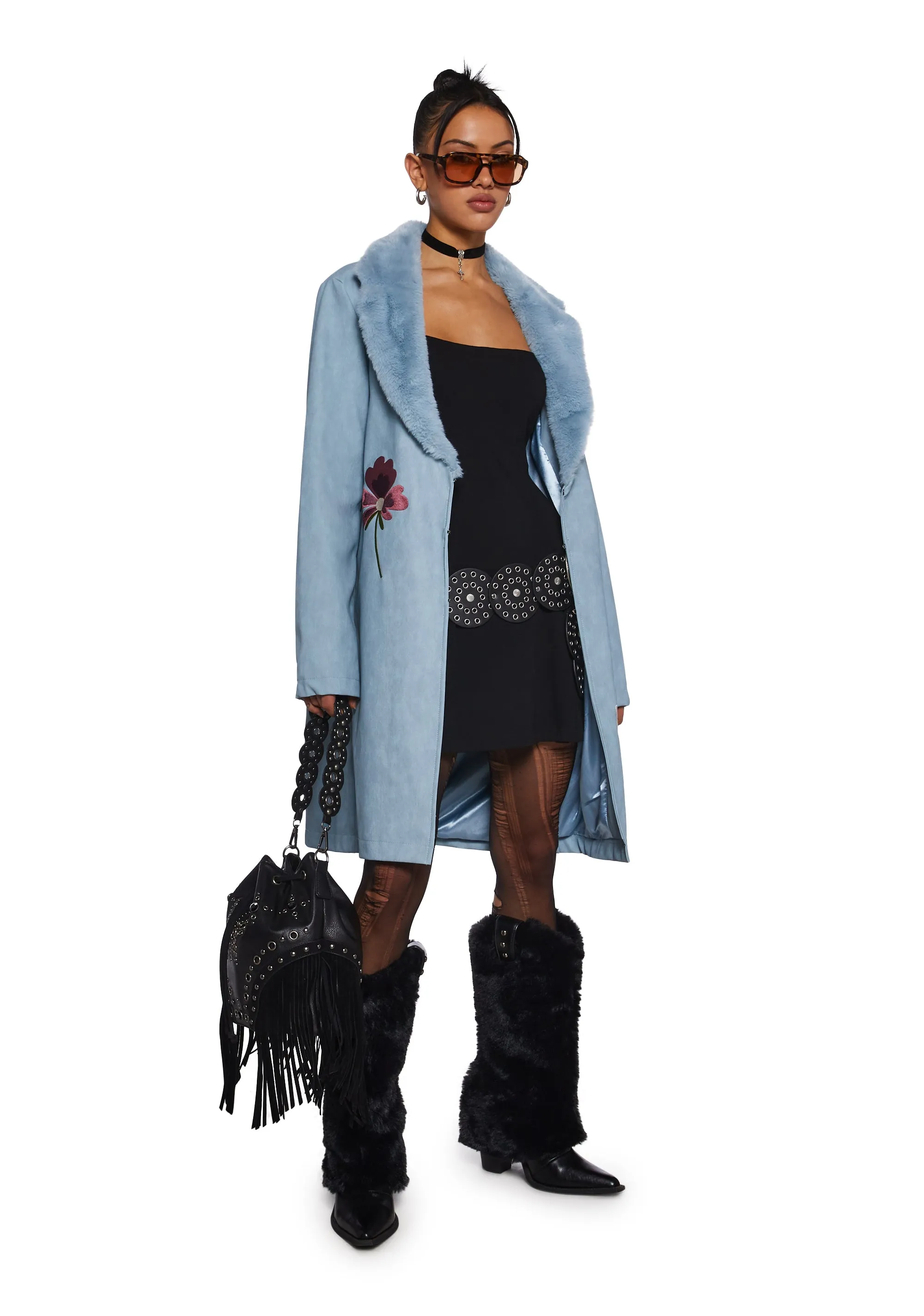 Bohemian Dreamscape Faux Suede Coat