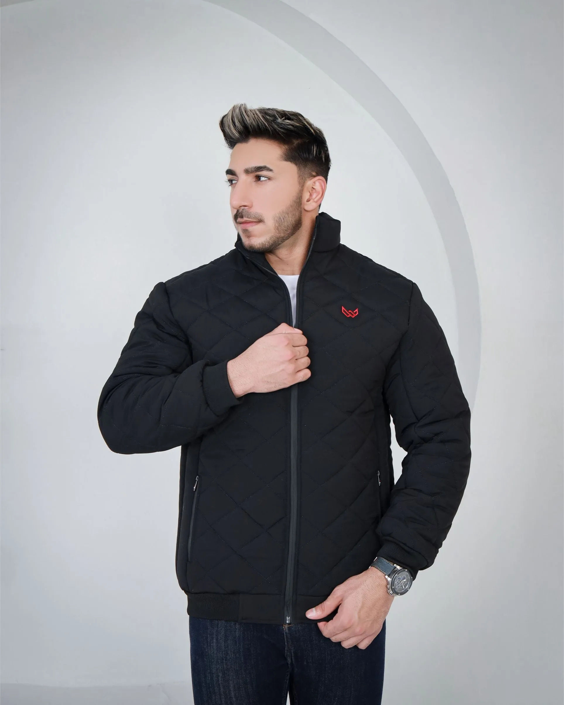 Bomber Quilted Jacket - Black