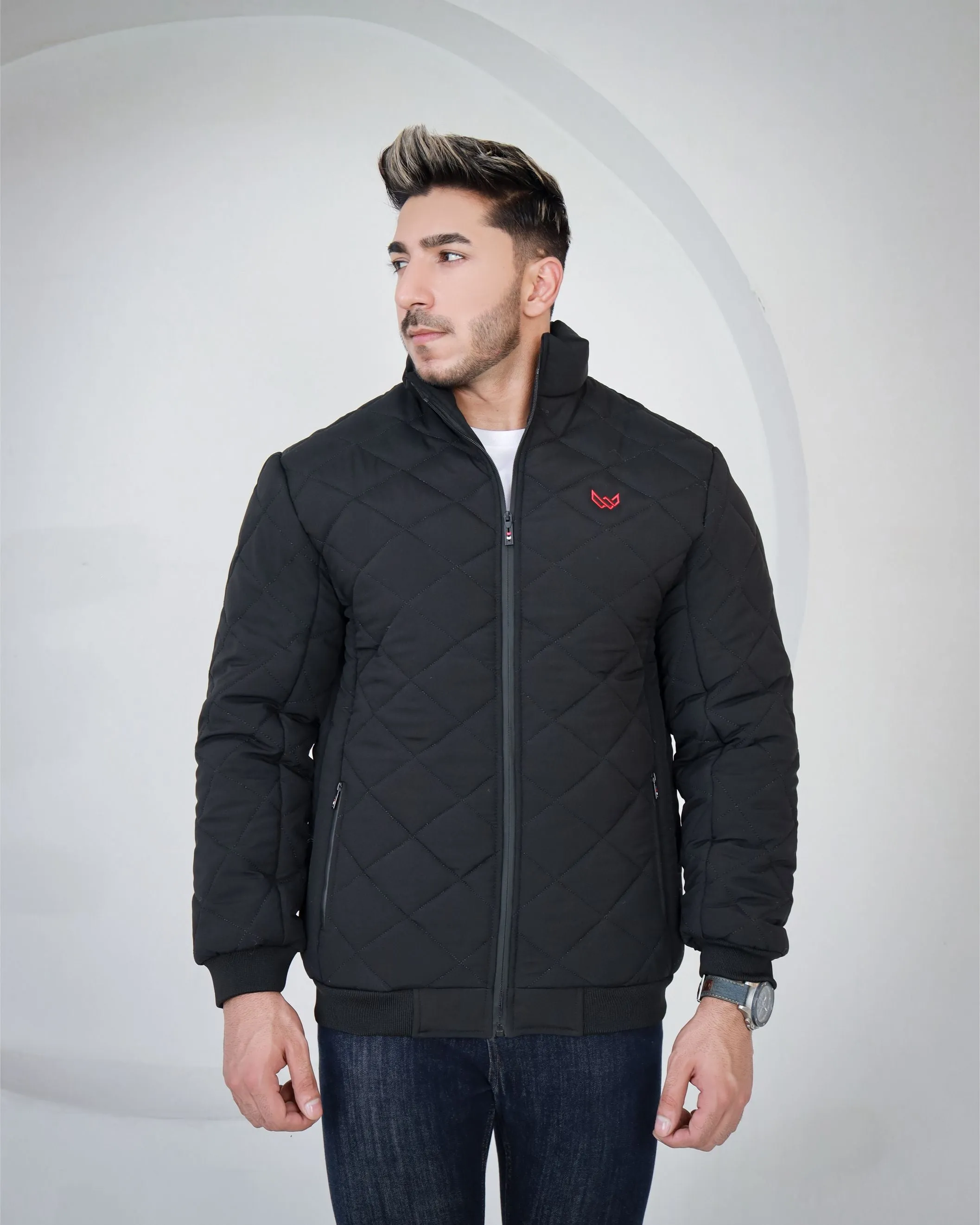 Bomber Quilted Jacket - Black