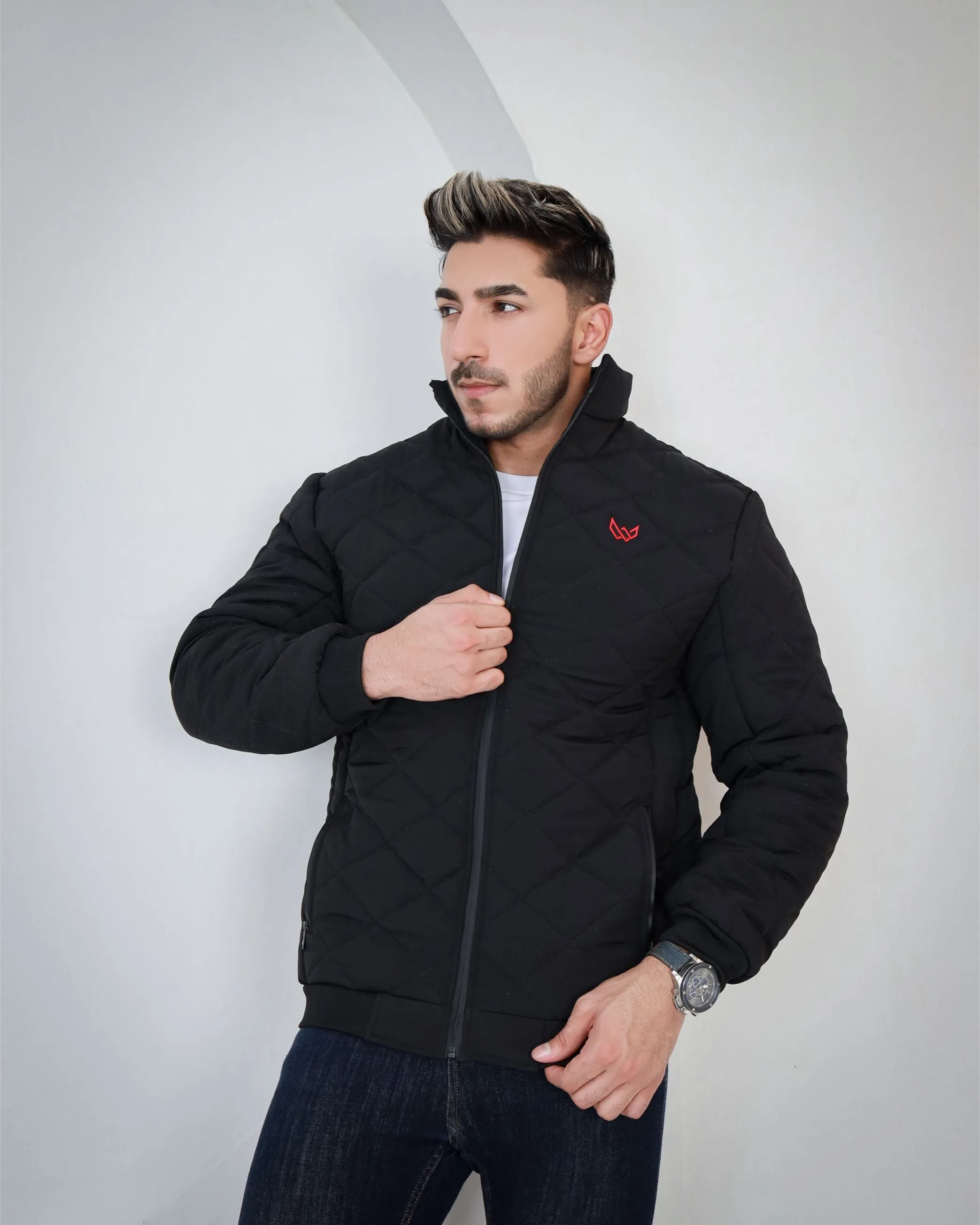 Bomber Quilted Jacket - Black