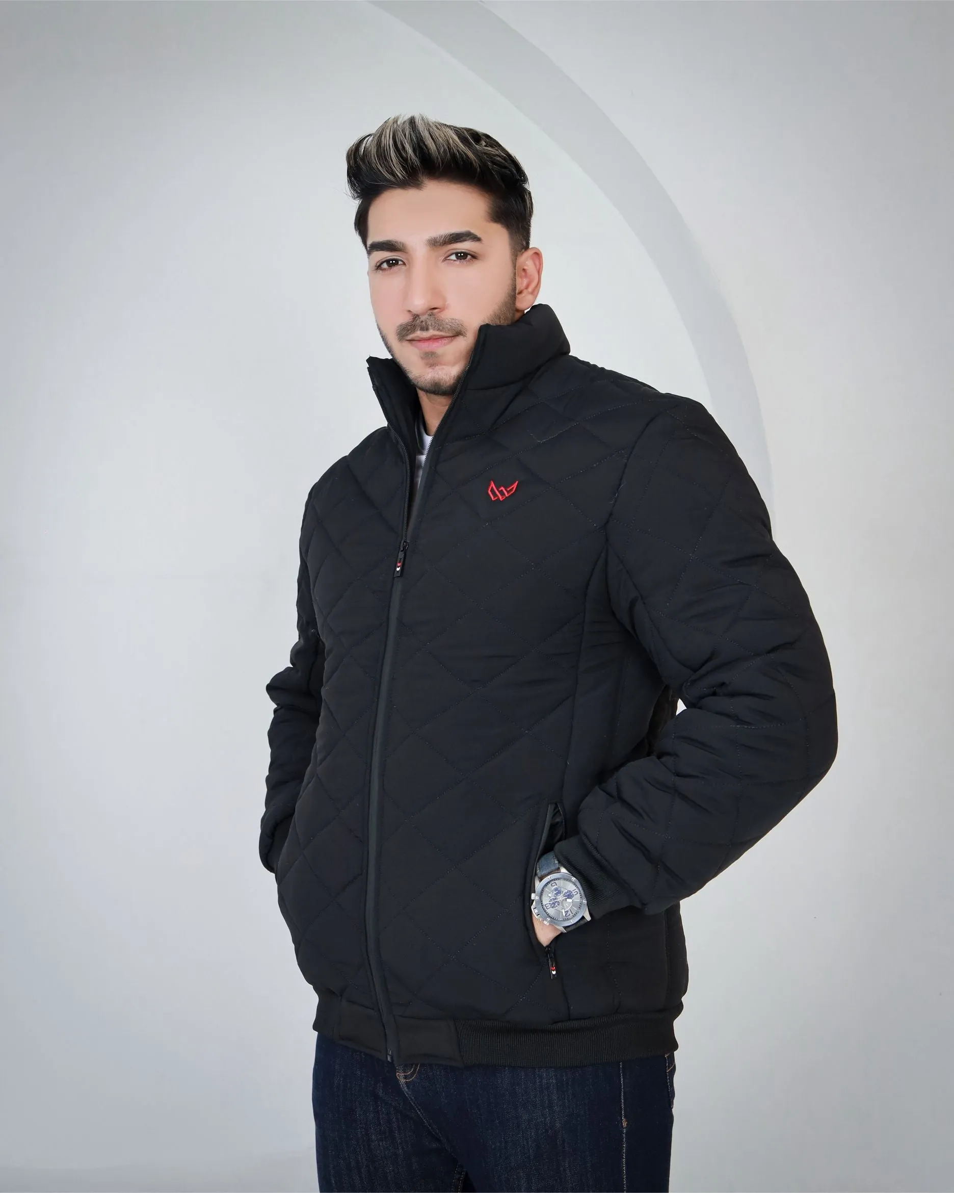 Bomber Quilted Jacket - Black