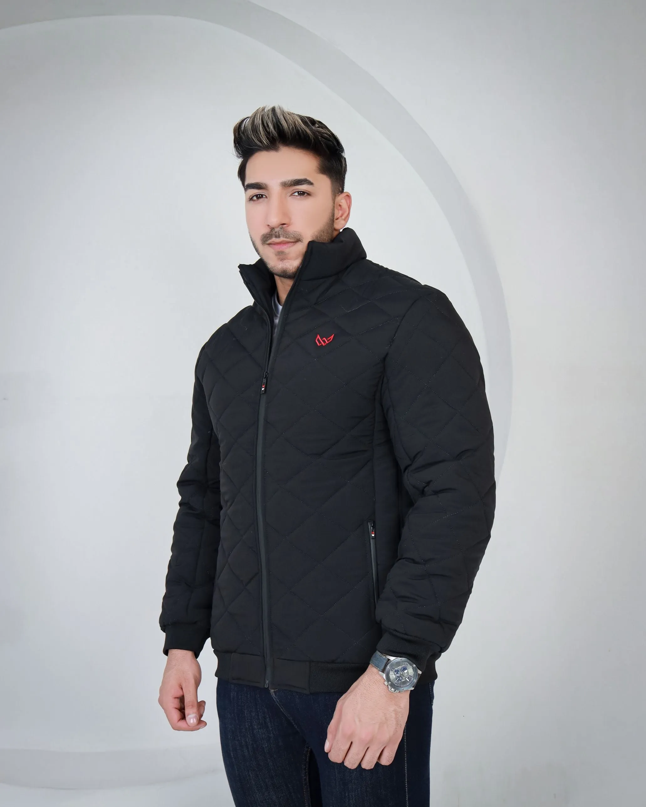 Bomber Quilted Jacket - Black