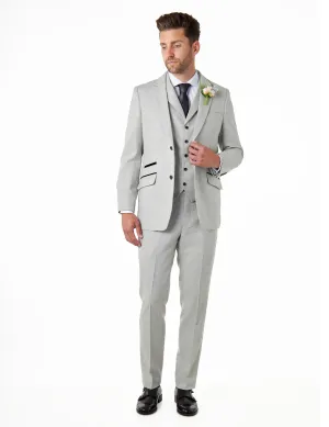 CALIX – Herringbone Tweed Tailored 3 Piece Suit in Grey