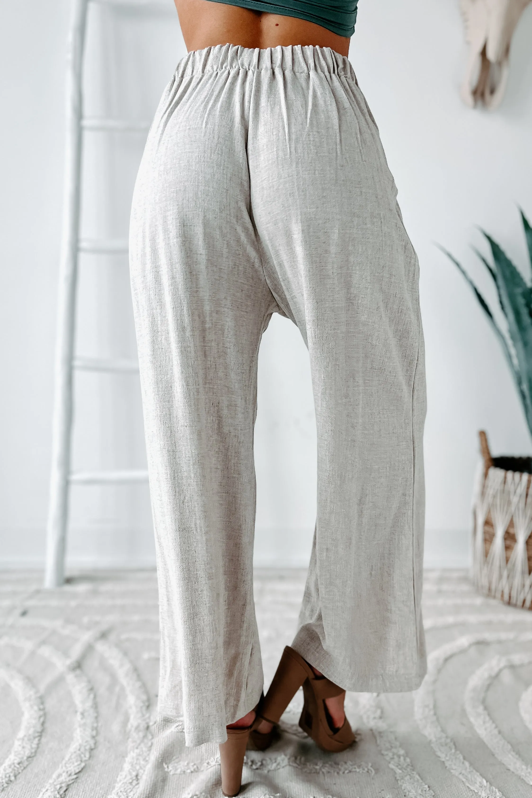 Can't Be Tempted High Waisted Cropped Linen Pants (Oatmeal)