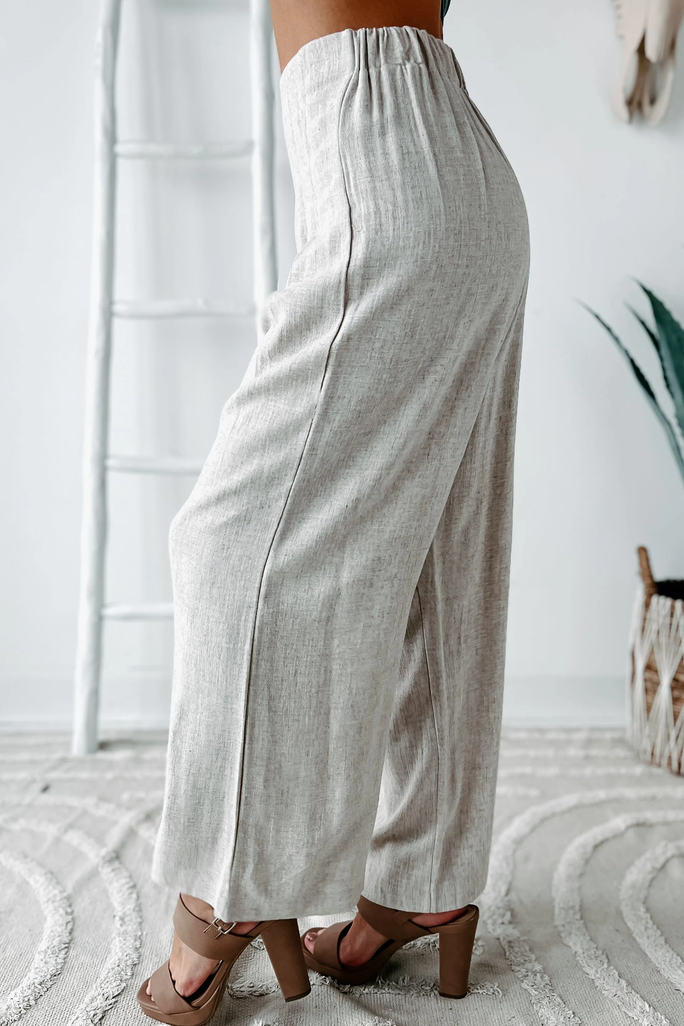 Can't Be Tempted High Waisted Cropped Linen Pants (Oatmeal)