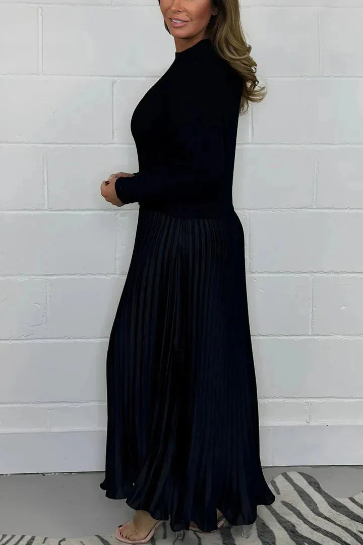 Chic Charlotte Pleated Skirt Jumper Set - Elegant Midi Dress for Effortless Style