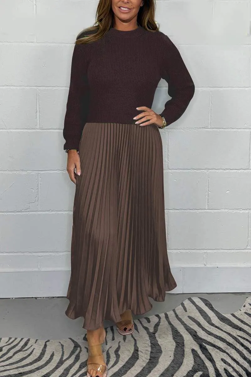 Chic Charlotte Pleated Skirt Jumper Set - Elegant Midi Dress for Effortless Style