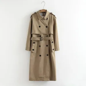 chic epaulet design long trench coat