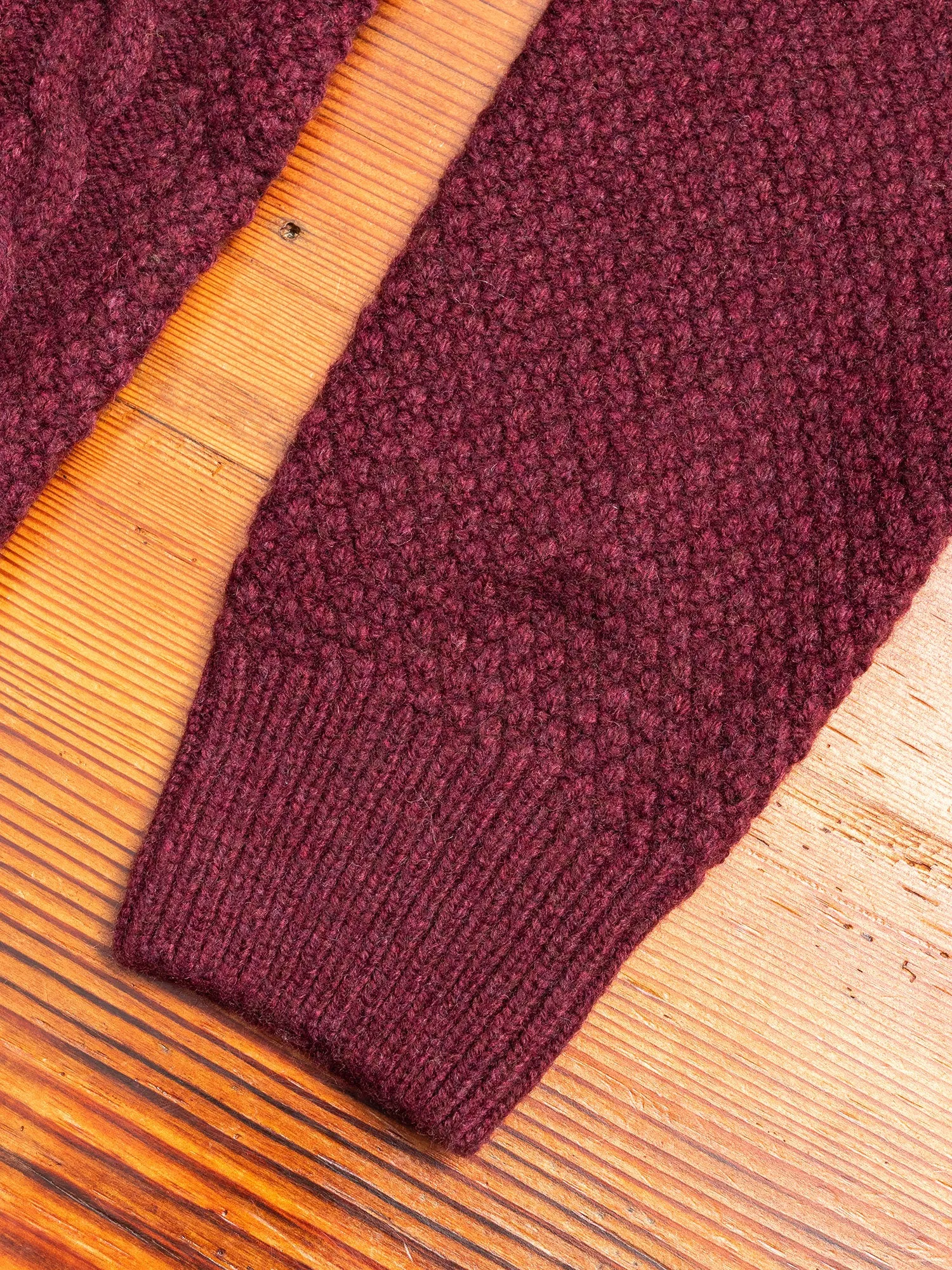 Chunky Cable Crew Sweater in Merlot