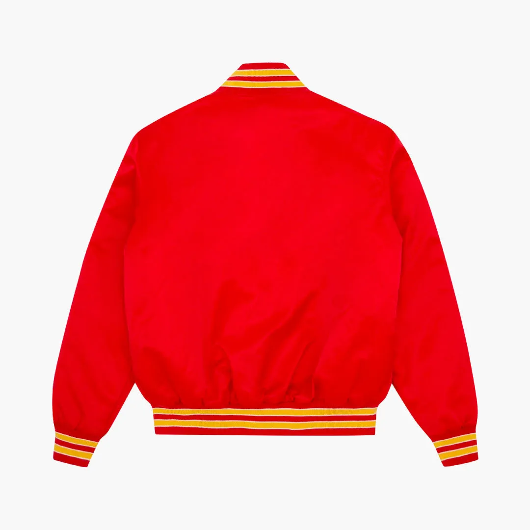 College Satin Bomber Red