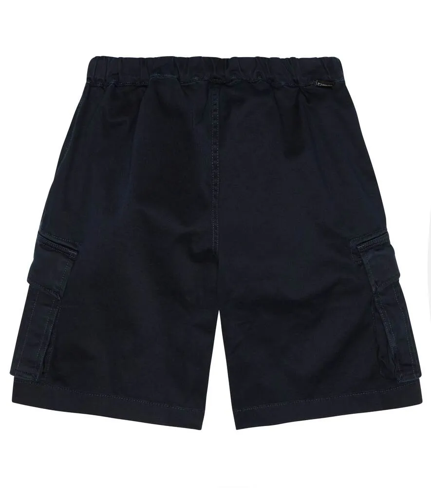 Cotton cargo shorts with Woolrich belt, blue