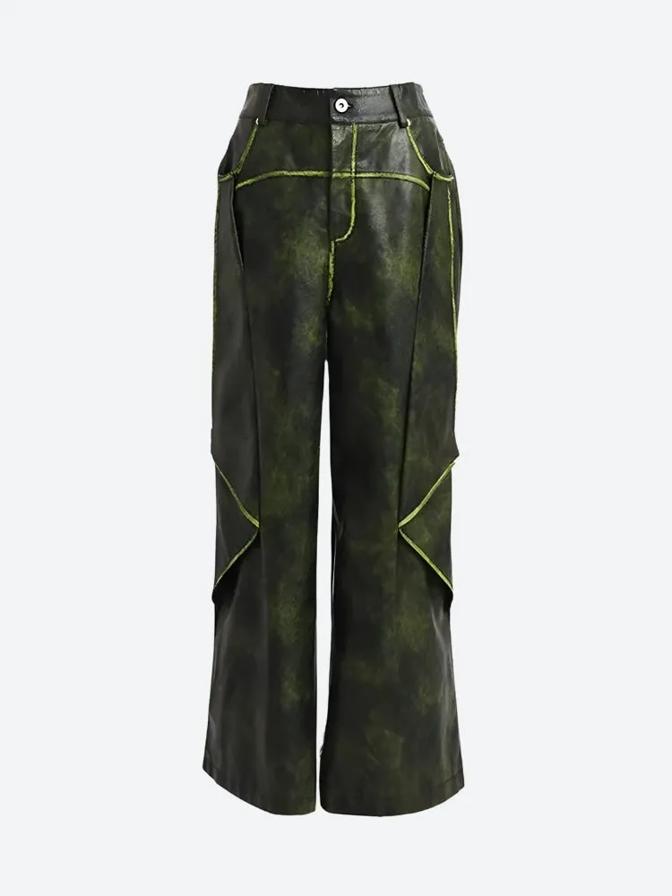 Cyberpunk Forest Faux Leather Pants