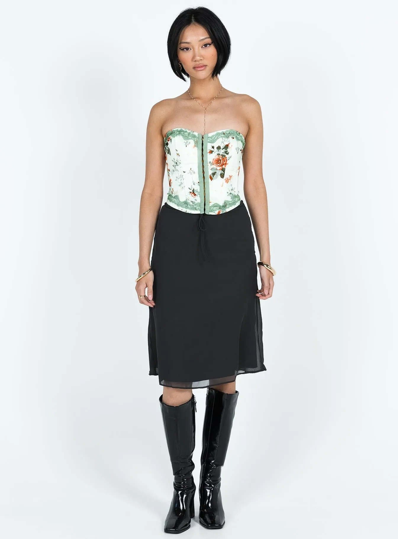 Delvie Midi Skirt Black