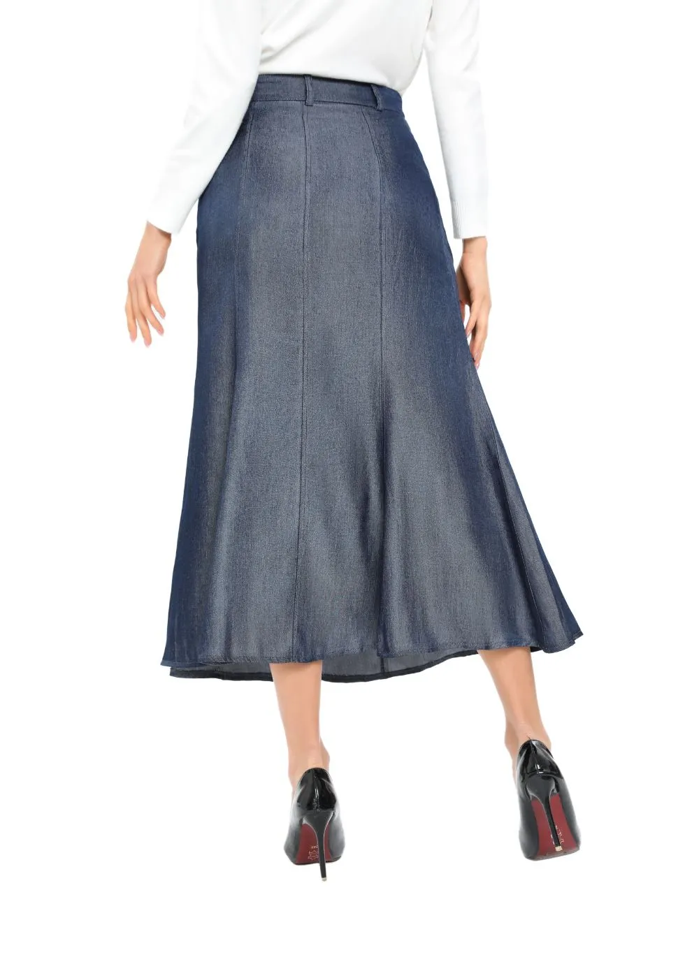 Denim Look Midi Skirt