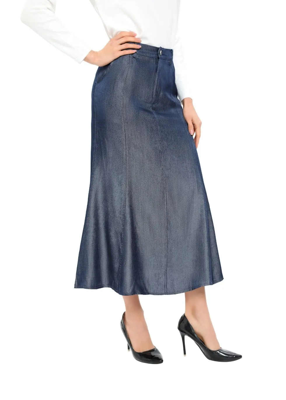 Denim Look Midi Skirt