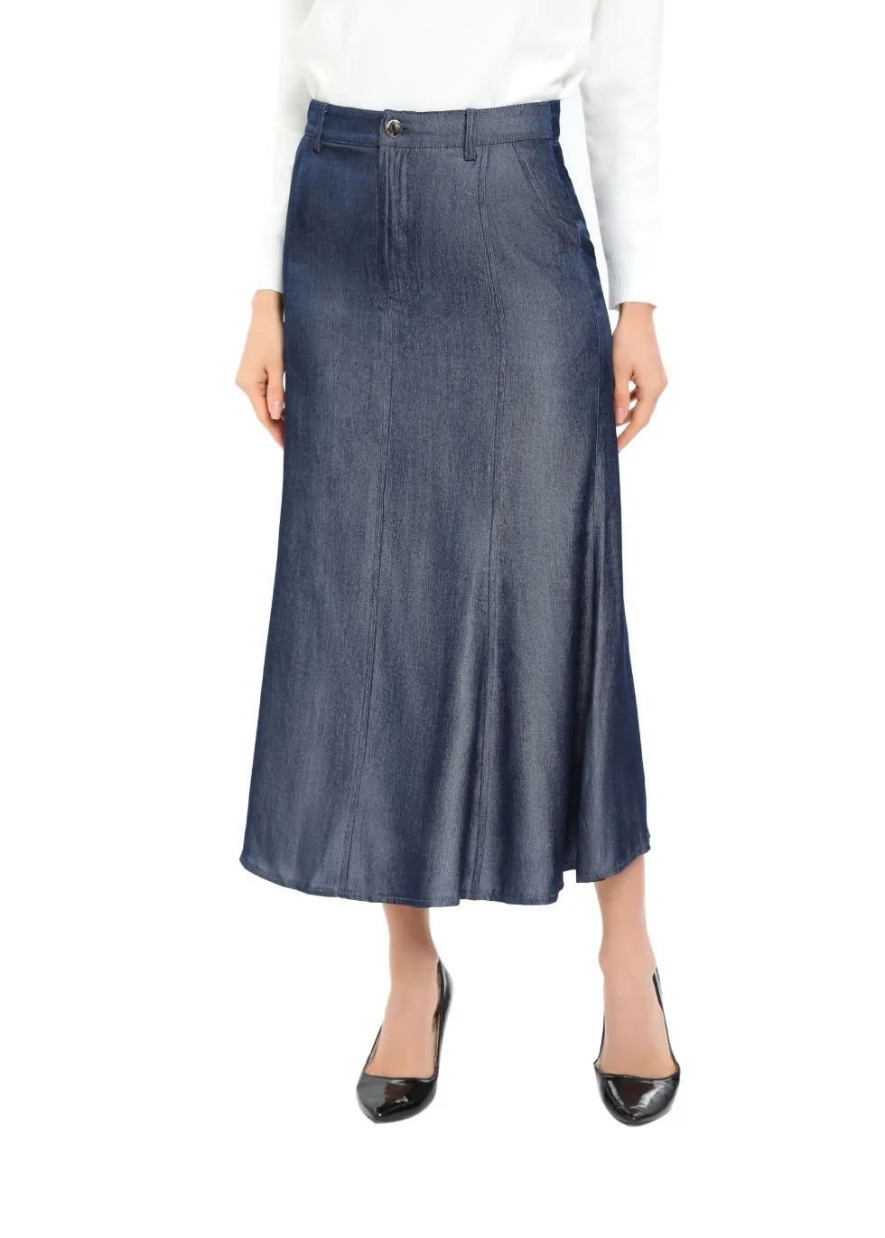 Denim Look Midi Skirt