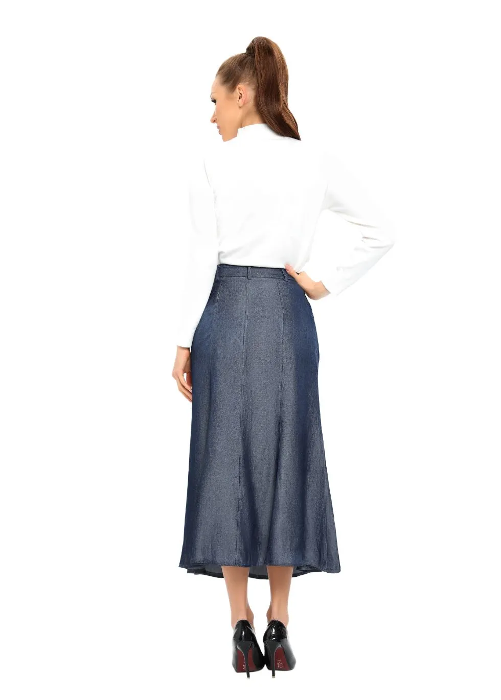 Denim Look Midi Skirt