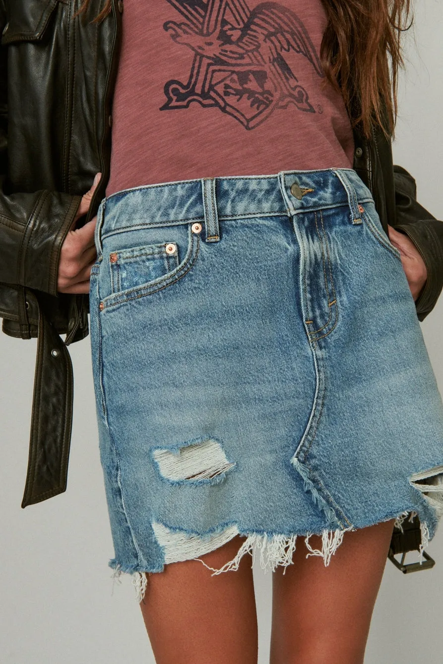 Denim Mini Skirt - Peace Out