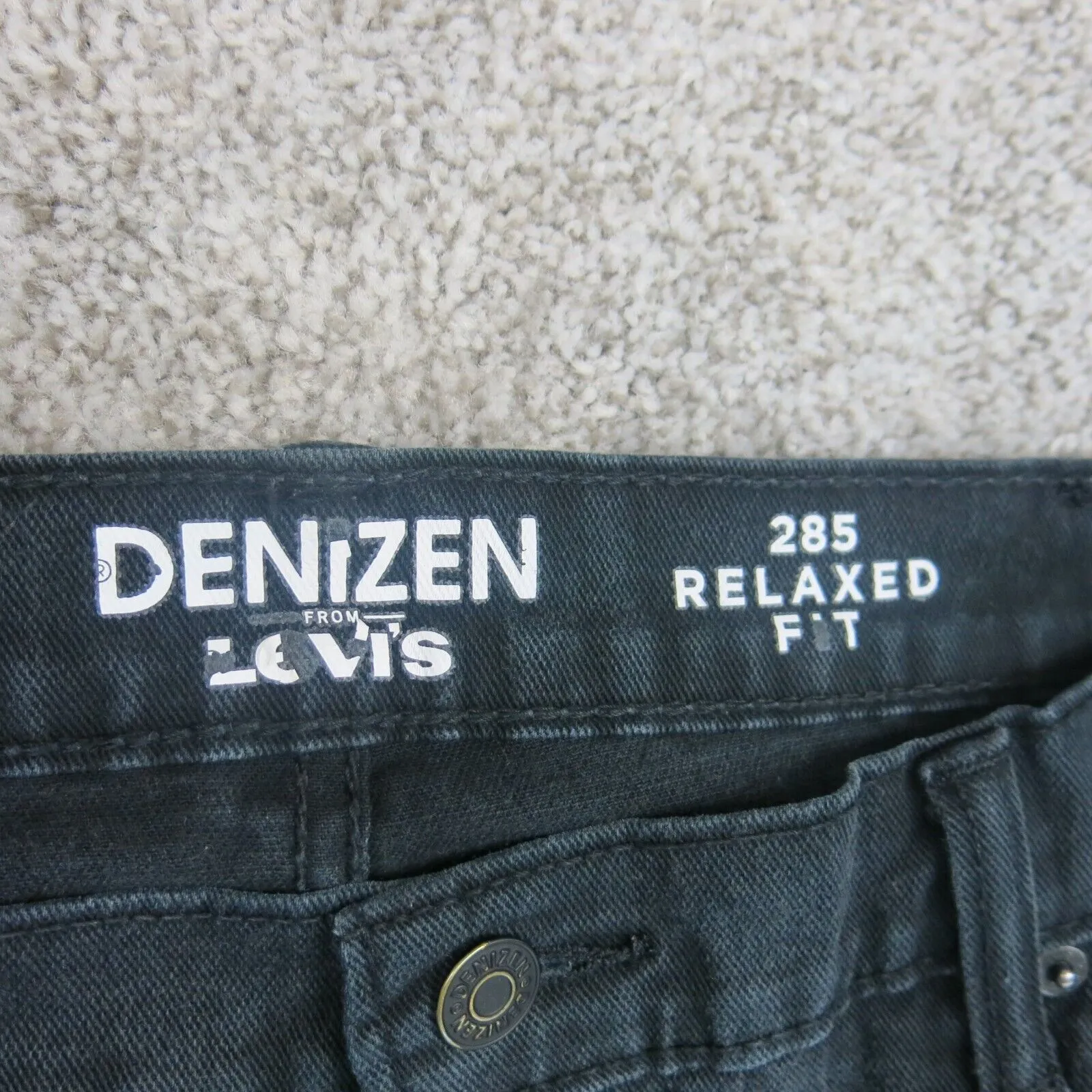 Denizen From Levis Mens Jeans Wide Leg Denim Stretch Mid Rise Black Size W38XL30