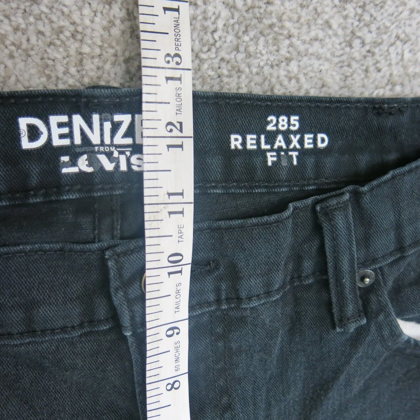 Denizen From Levis Mens Jeans Wide Leg Denim Stretch Mid Rise Black Size W38XL30