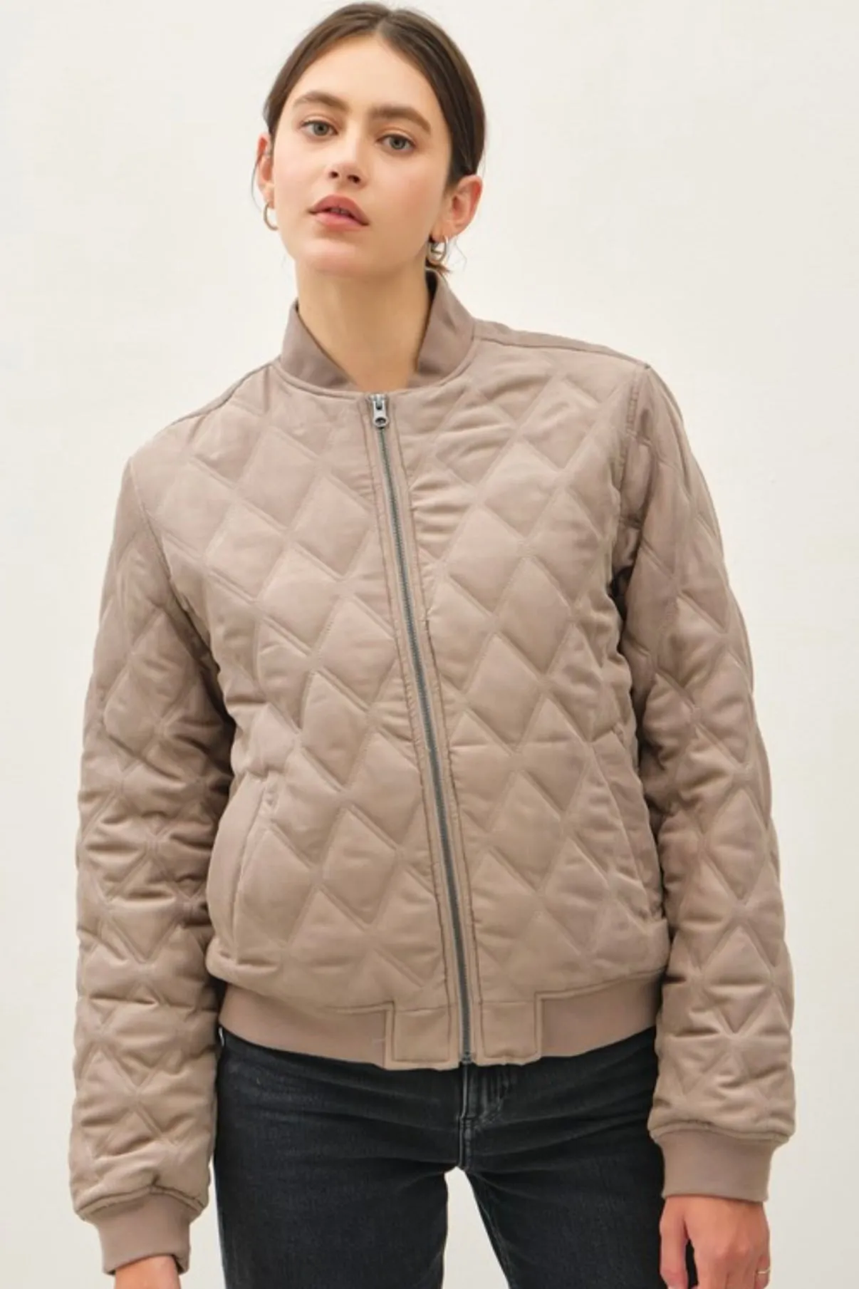 Diamond Quilted Fur Lined Bomber Jackets - 2 Colors! - FINAL SALE