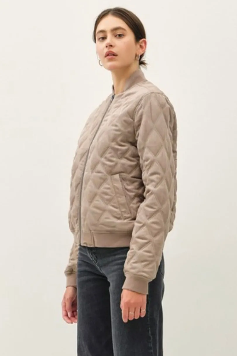 Diamond Quilted Fur Lined Bomber Jackets - 2 Colors! - FINAL SALE