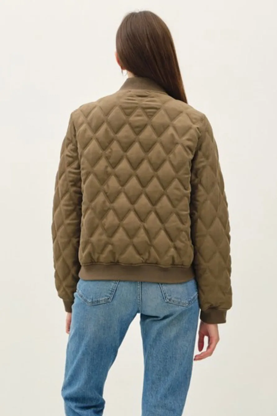 Diamond Quilted Fur Lined Bomber Jackets - 2 Colors! - FINAL SALE