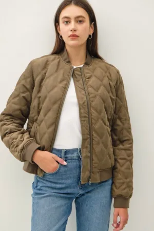 Diamond Quilted Fur Lined Bomber Jackets - 2 Colors! - FINAL SALE