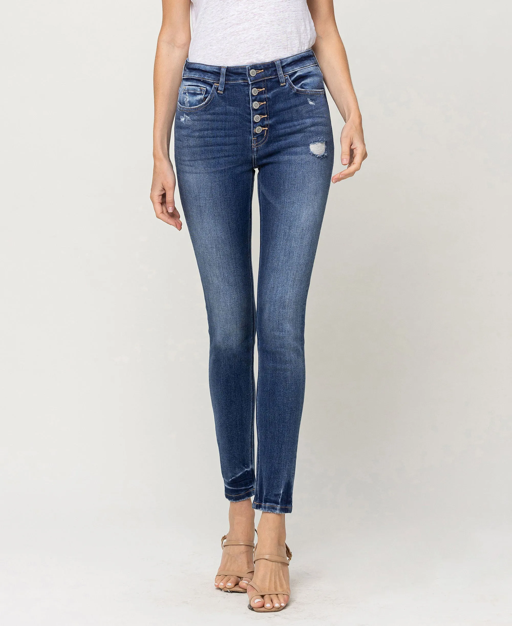 Disclosure - High Rise Button Up Ankle Skinny Jeans